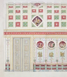 Projekt dla pokoju pisarskiego Ludwika I w rezydencji w Monachium, 1826 (wc i złoty płatek na papierze)
